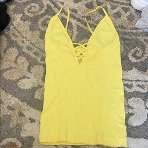 Free People Yellow Criss Cross Tank